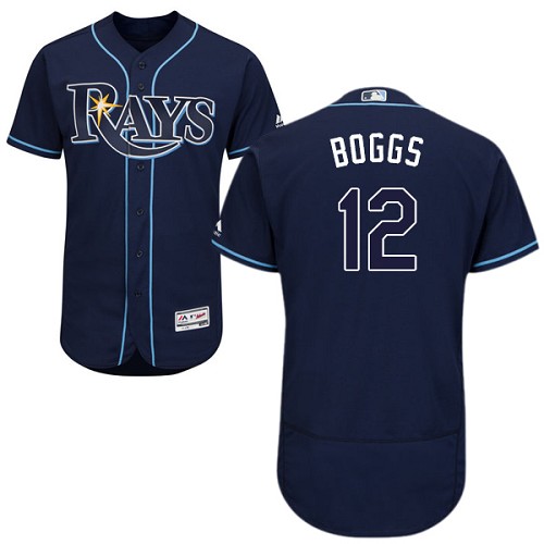 Rays #12 Wade Boggs Dark Blue Flexbase Authentic Collection Stitched MLB Jersey - Click Image to Close